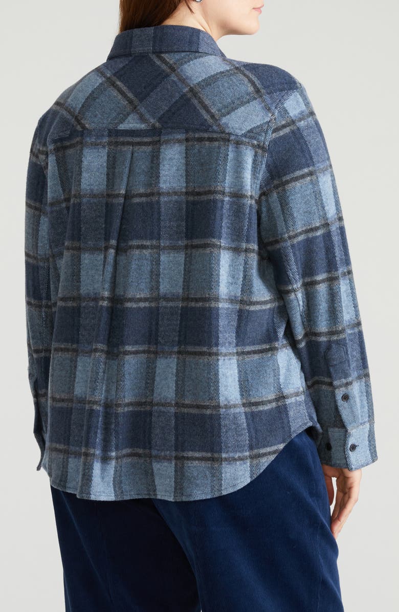 Universal Standard Maine Flannel Button-Up Shirt, Alternate, color, Heather Fog Blue Plaid