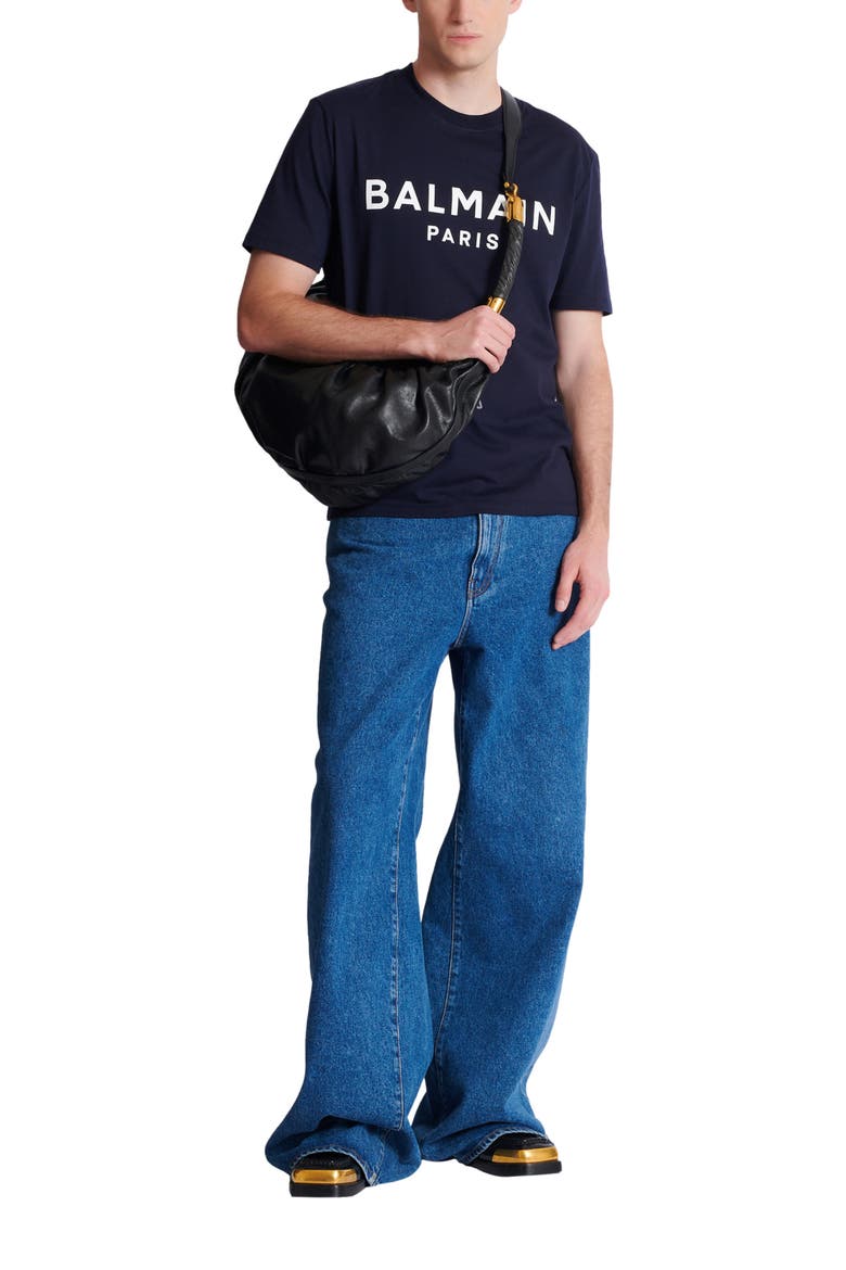 T-shirt with Balmain Paris print, Alternate, color, navy