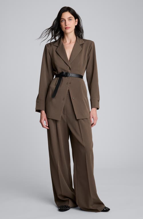 Kenneth Cole Double Pleat High Waist Wide Leg Pants In Brown