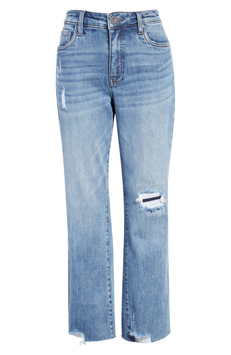 KUT from the Kloth Kelsey Fab Ab High Waist Raw Hem Ankle Flare Jeans, Alternate, color,