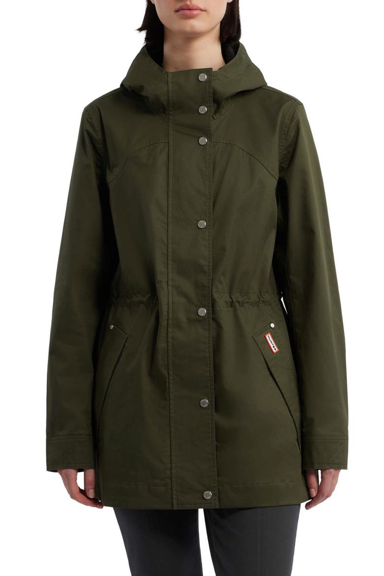 Adela Hooded Waterproof Jacket, Main, color, HUNTER GREEN
