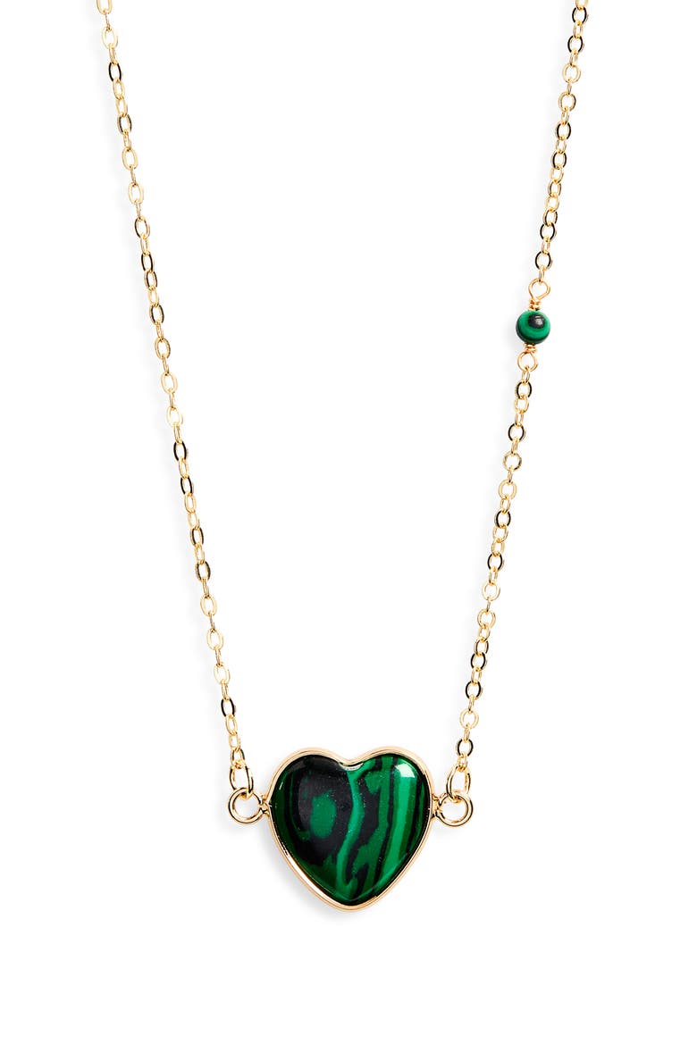 Stone Heat Pendant Necklace, Main, color, GREEN