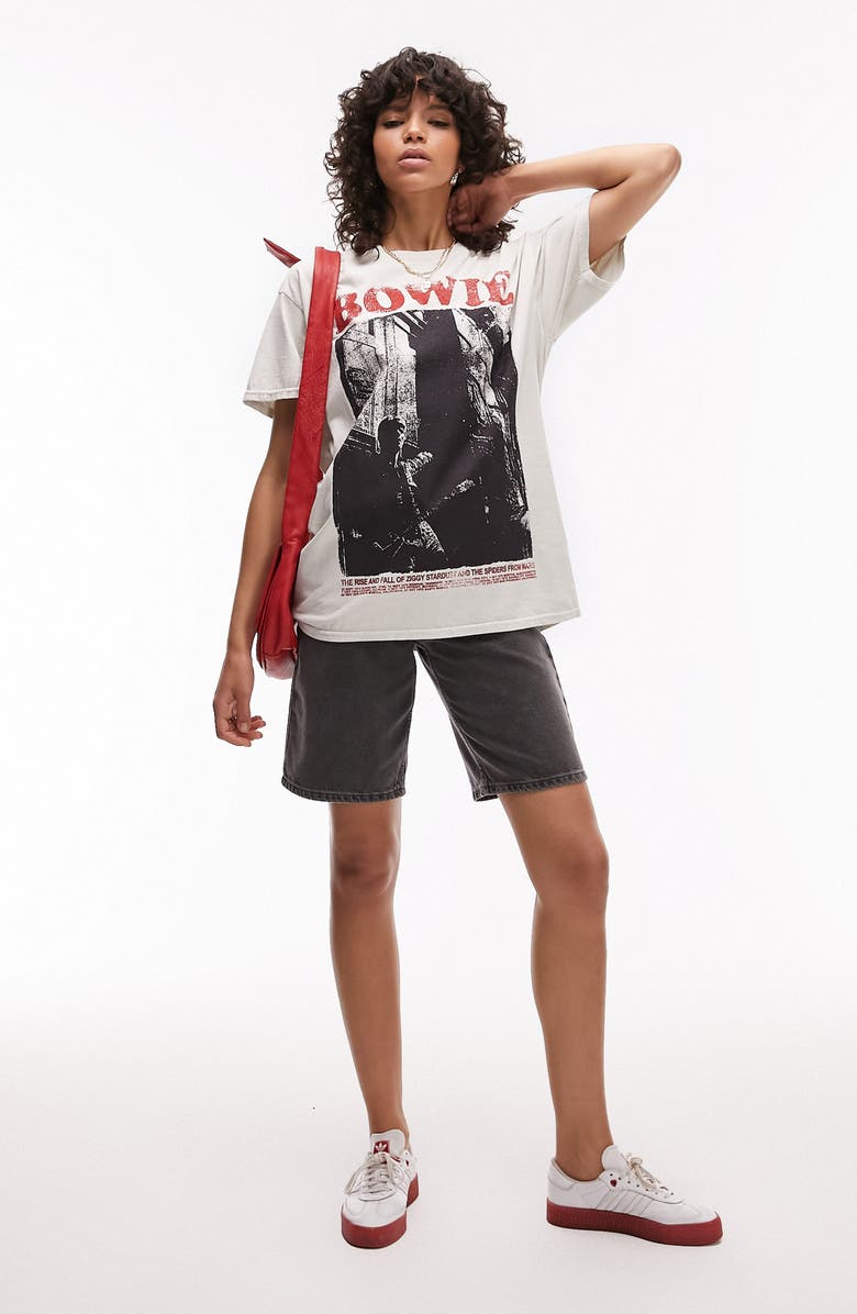 Topshop Bowie Oversize Cotton Graphic T-Shirt, Alternate, color,