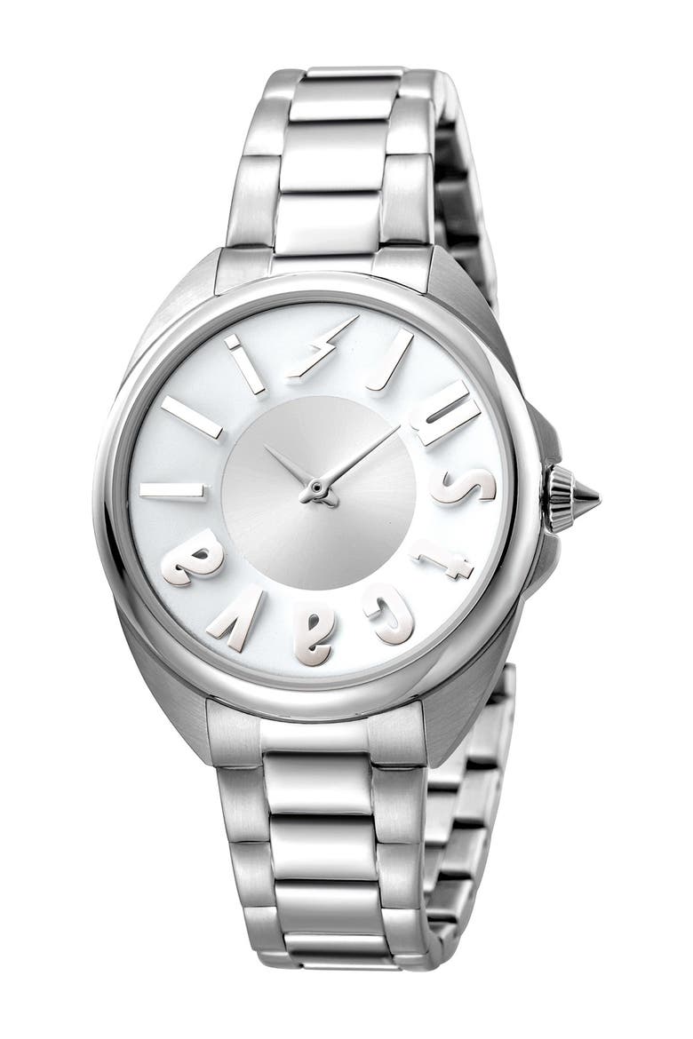 Women's Logo Bracelet Watch, 34mm, Main, color, SILVER