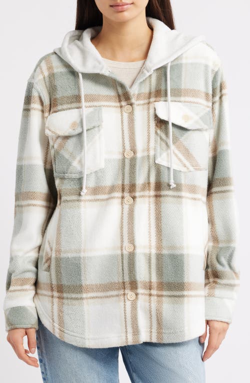 Thread & Supply Hooded Fleece Shacket In White