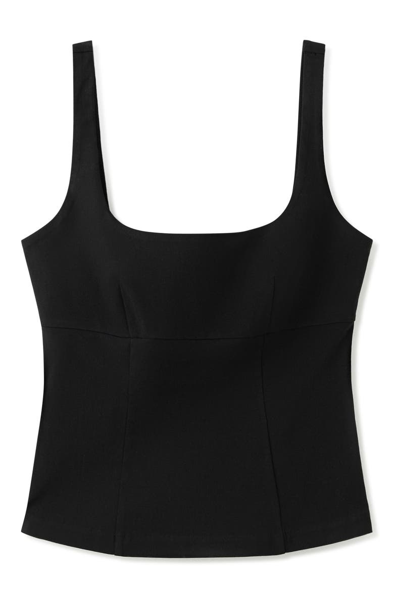 Fitted Square Neck Top, Alternate, color, BLACK