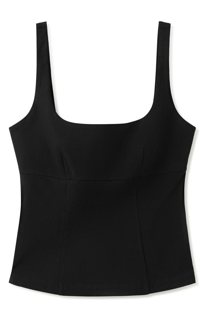 MANGO Fitted Square Neck Top, Alternate, color, Black