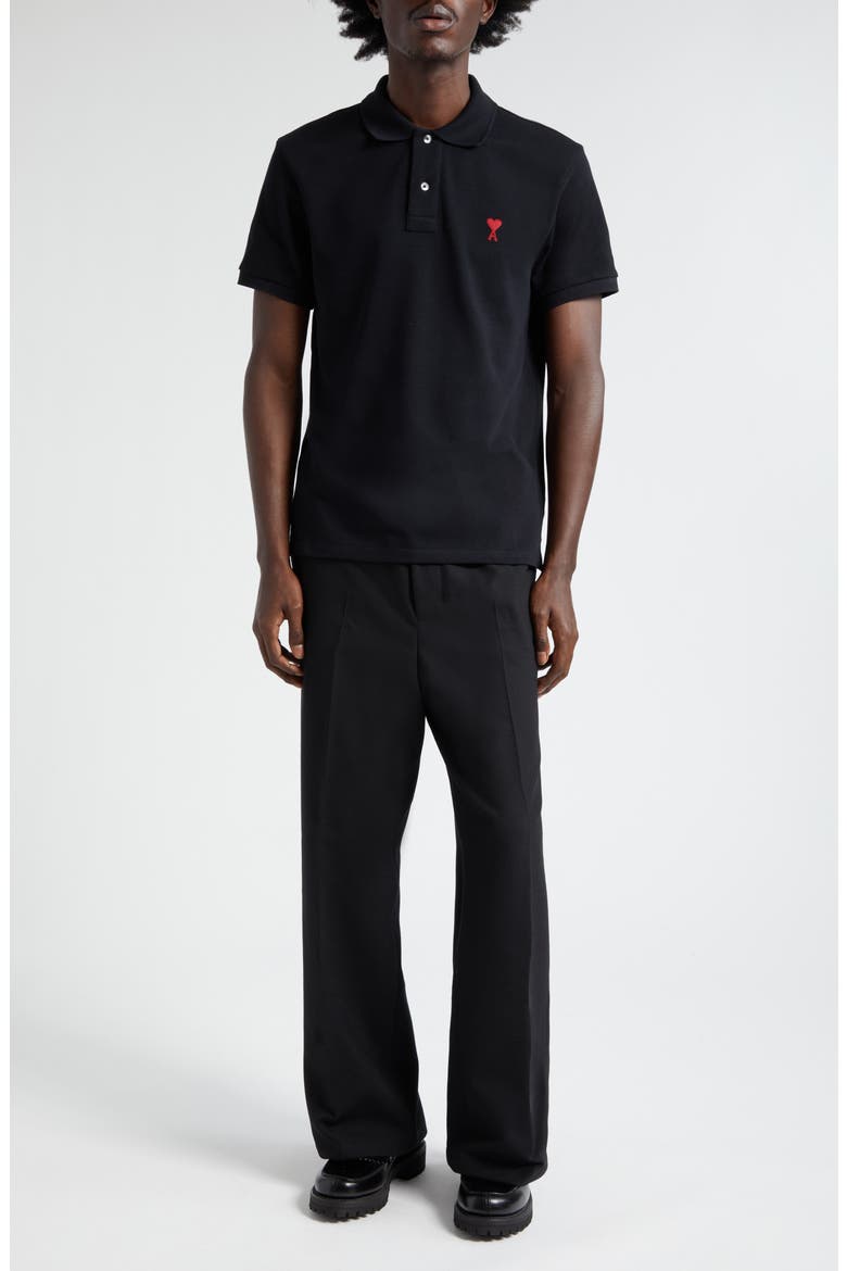 Ami de Coeur Embroidered Organic Cotton Polo, Alternate, color, 001 BLACK