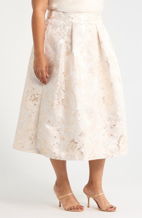 Sugarlips Lola Jacquard Pleated Midi Skirt In Neutral