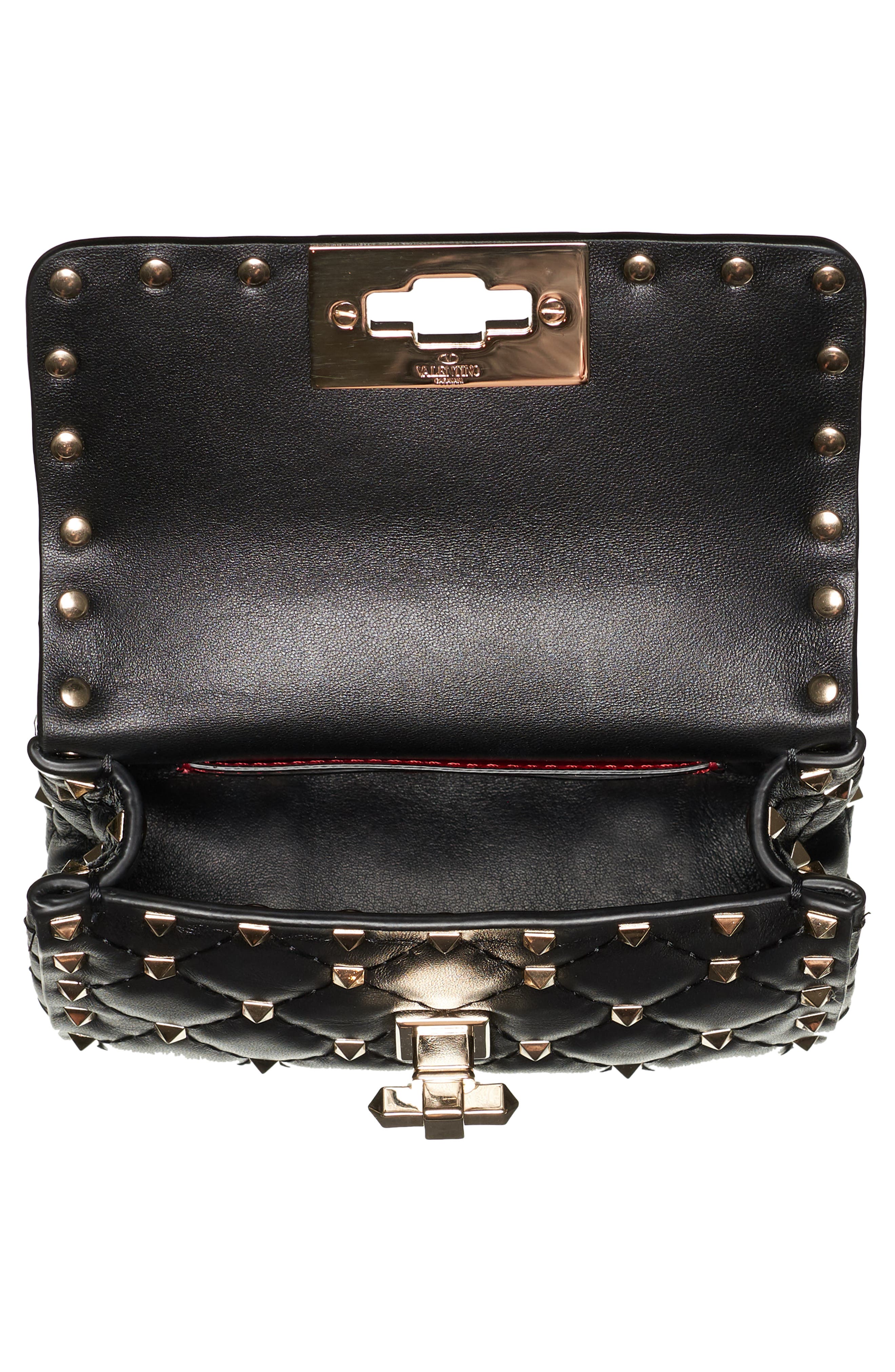 Valentino Garavani Micro Spike It Rockstud Lambskin Leather Top Handle Bag, Alternate, color, 
