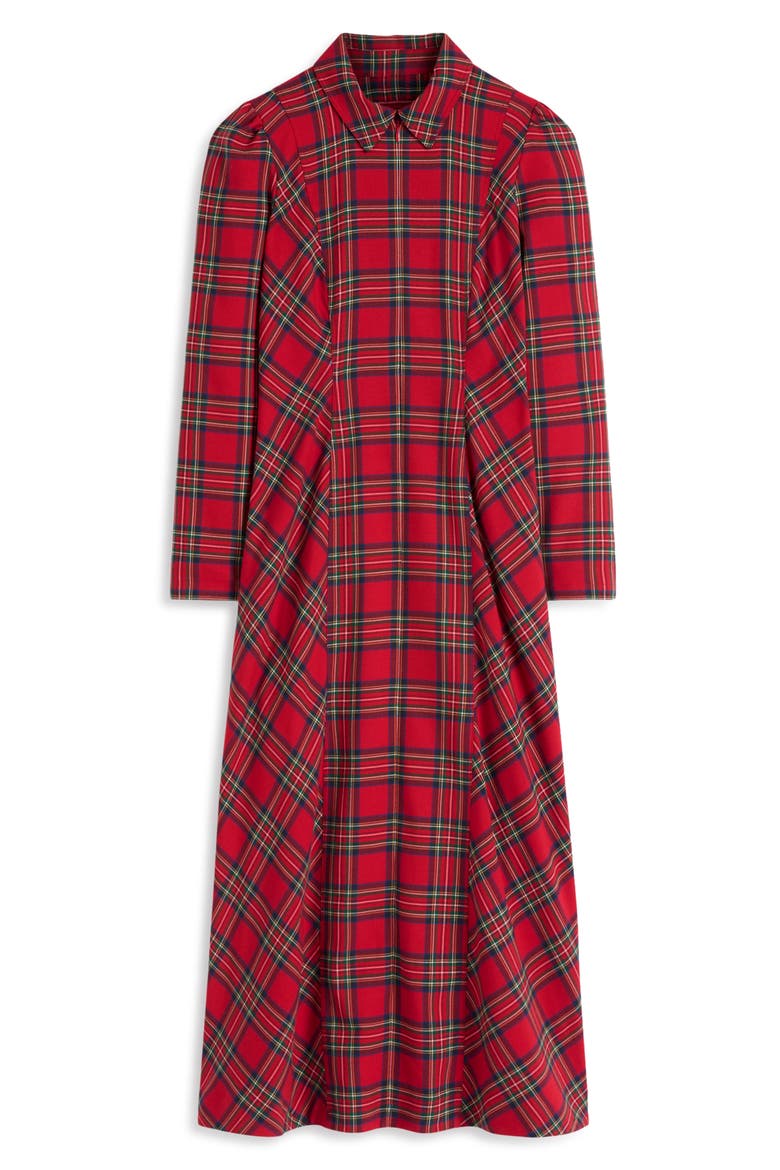 Una Plaid Long Sleeve Stretch Half Zip Midi Dress, Alternate, color, RED, BLUE AND GREEN CHECK