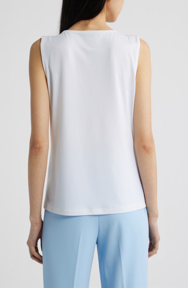 Anne Klein Asymmetric Pleat Neck Sleeveless Top, Alternate, color, Crisp White