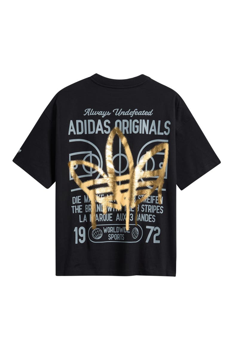Kids' Trefoil Graffiti Cotton Graphic T-Shirt, Alternate, color, BLACK