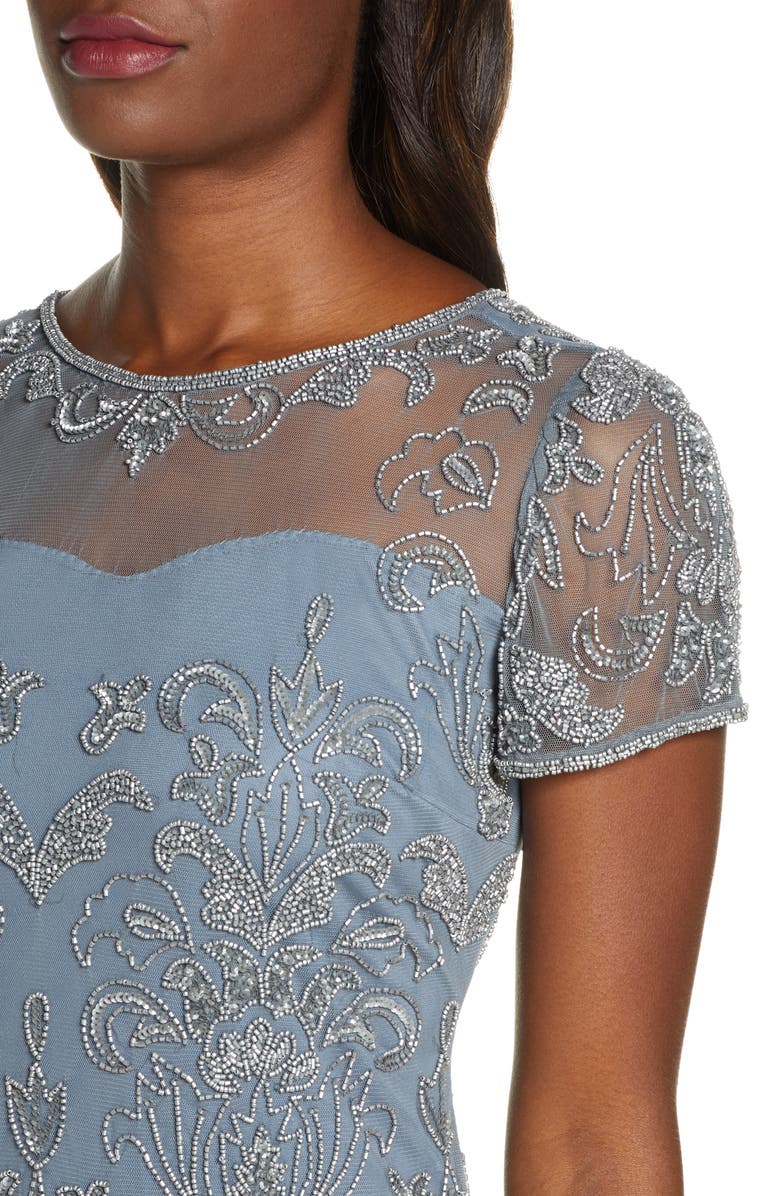 Pisarro Nights Beaded Illusion Neck Chiffon Gown, Alternate, color,