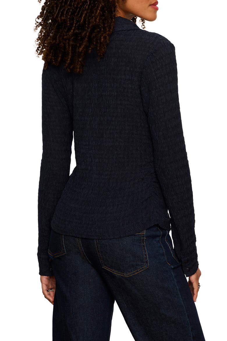 Juno Textured Button-Up Top, Alternate, color, NAVY BLAZE