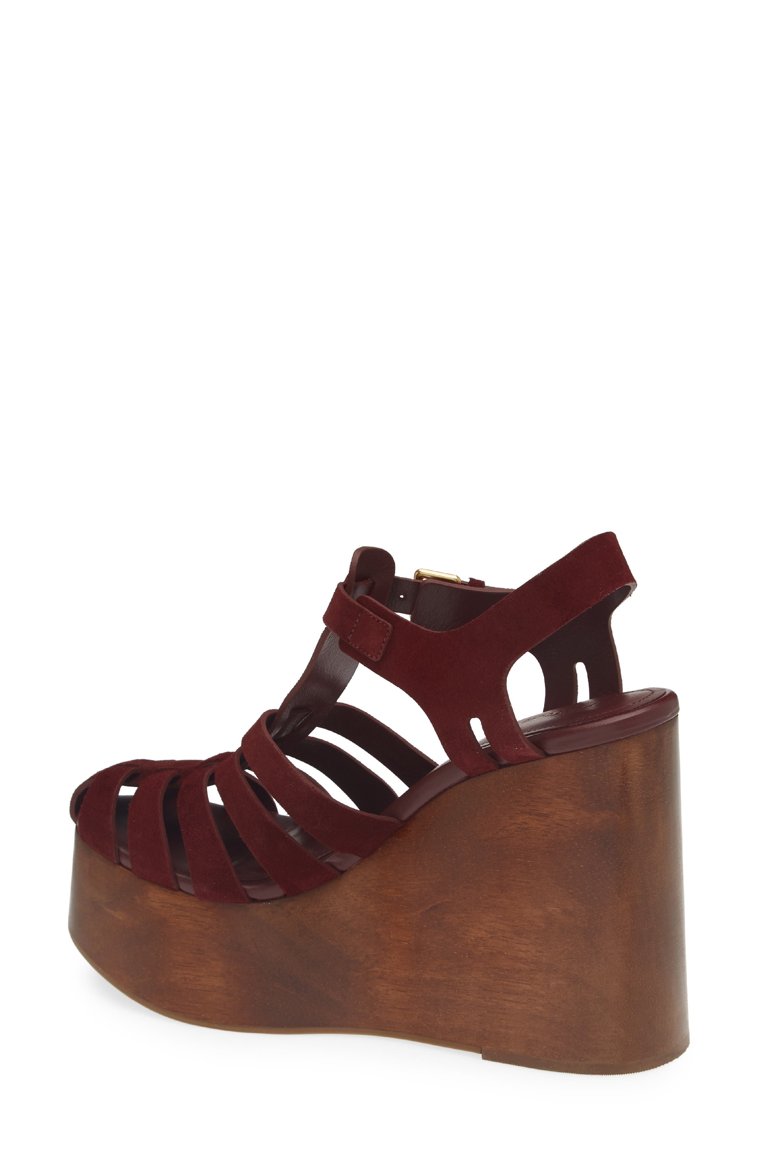 Slingback Platform Wedge Fisherman Sandal, Alternate, color, MERLOT
