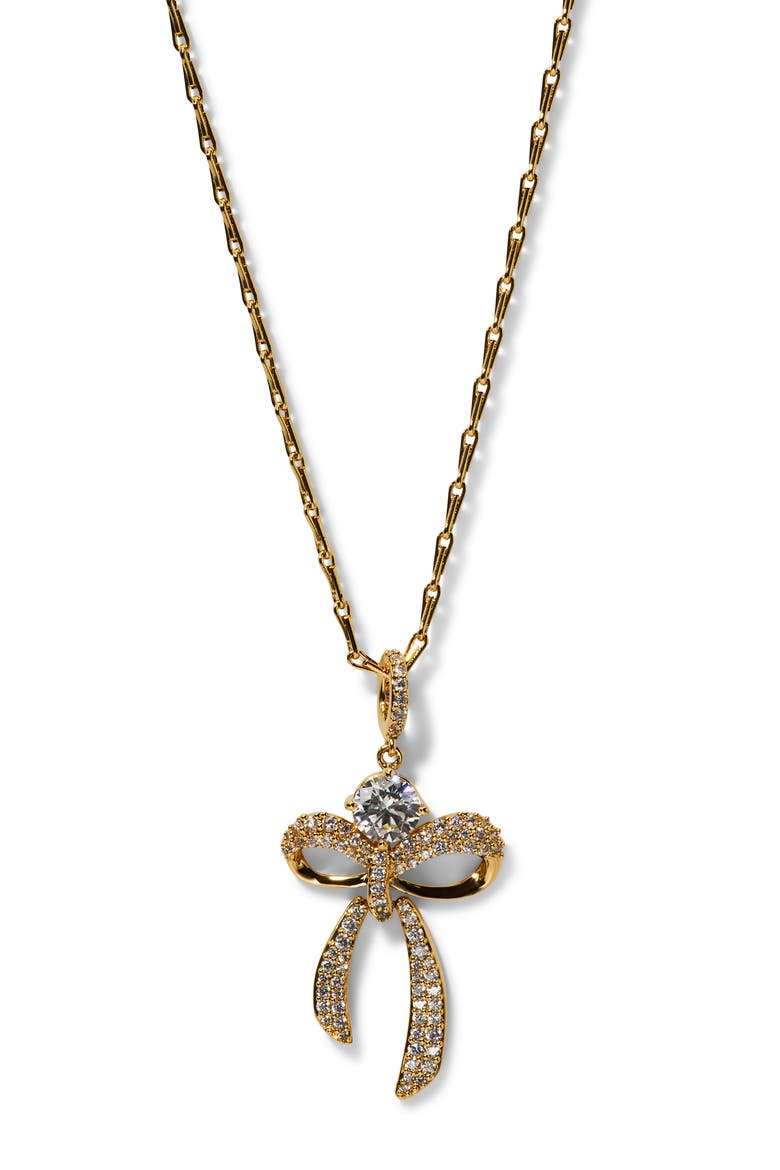 Eros Bow Pendant Necklace, Main, color, GOLD
