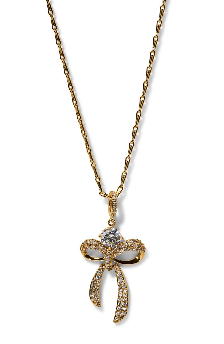 Nadri Eros Bow Pendant Necklace, Main, color, Gold