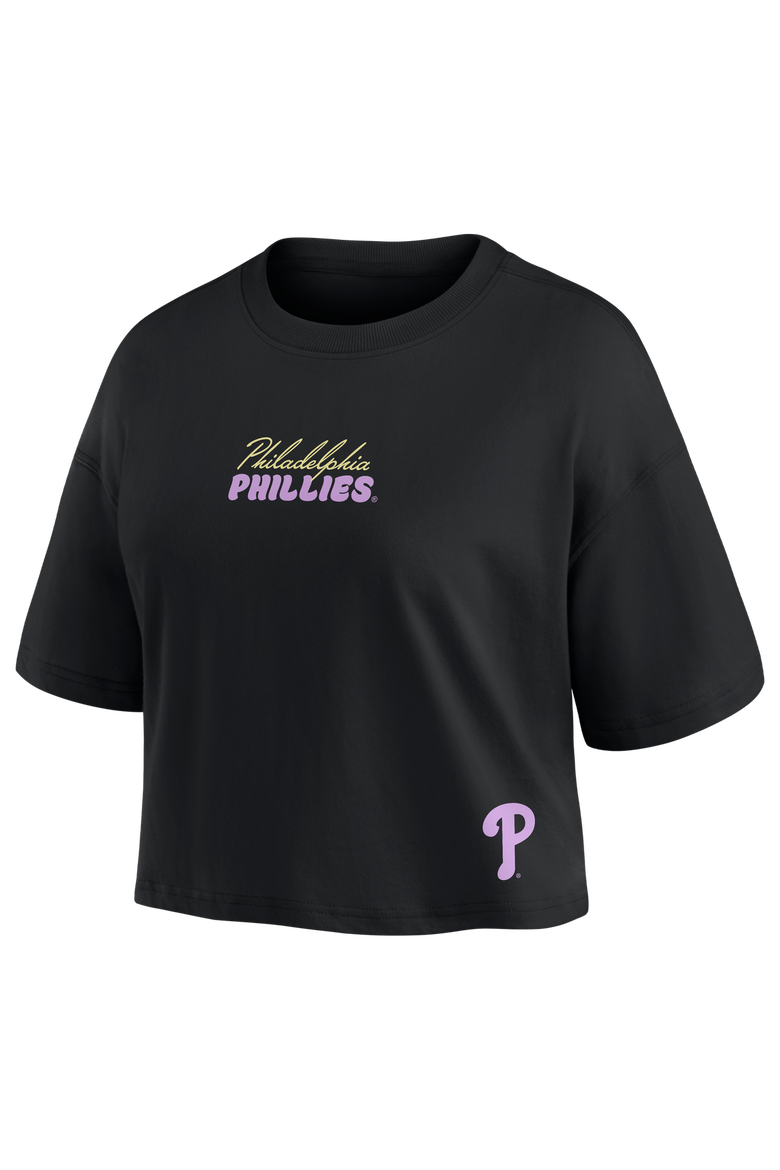 Women's Fanatics Kyle Schwarber Black Philadelphia Phillies Name & Number Cropped Top, Alternate, color, Black