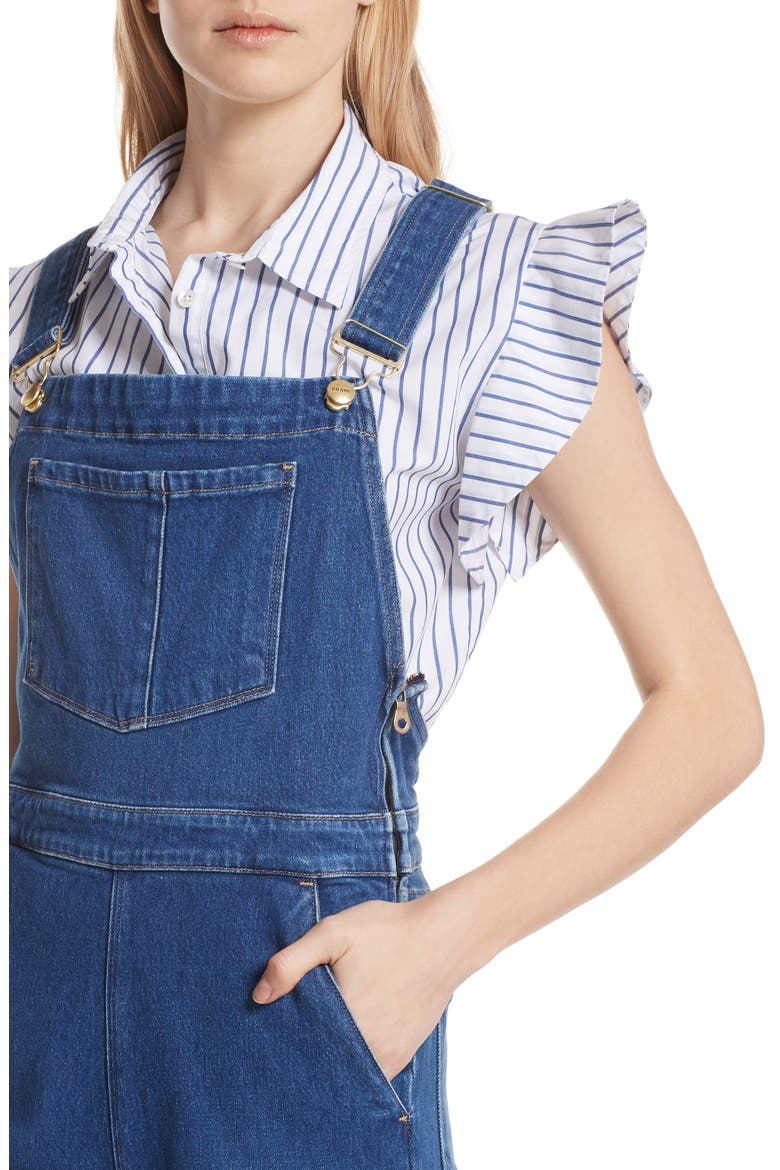 Palazzo Wide Leg Denim Overalls, Alternate, color, LONGWATER
