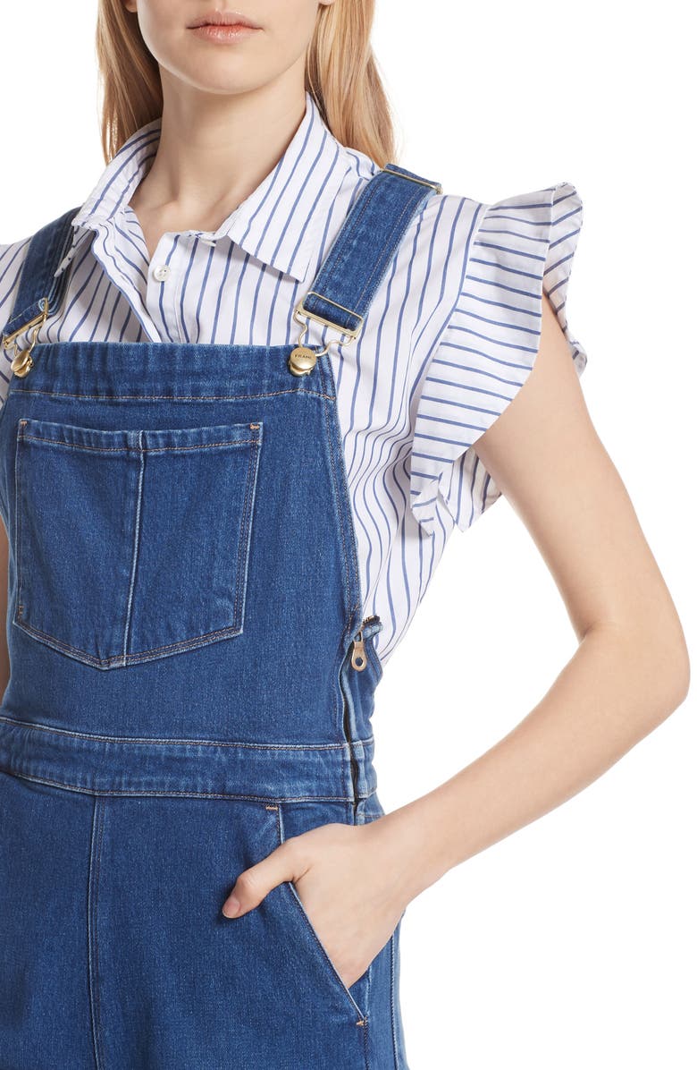 FRAME Palazzo Wide Leg Denim Overalls, Alternate, color, 