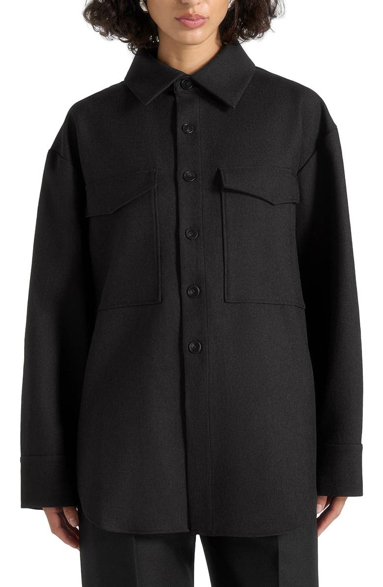 Manière De Voir Joy Tailored Oversized Shirt, Alternate, color, Black