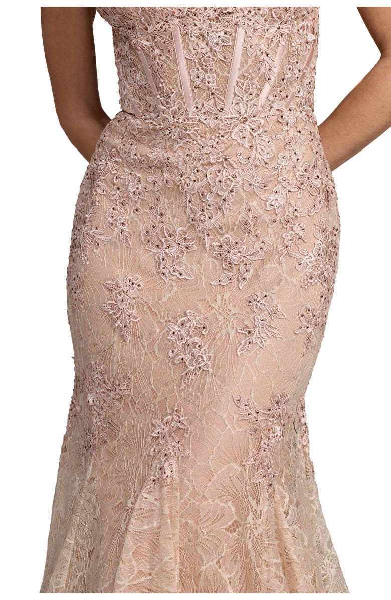 Mac Duggal Embellished Sweetheart Cap Sleeve Trumpet Gown, Alternate, color, Blush