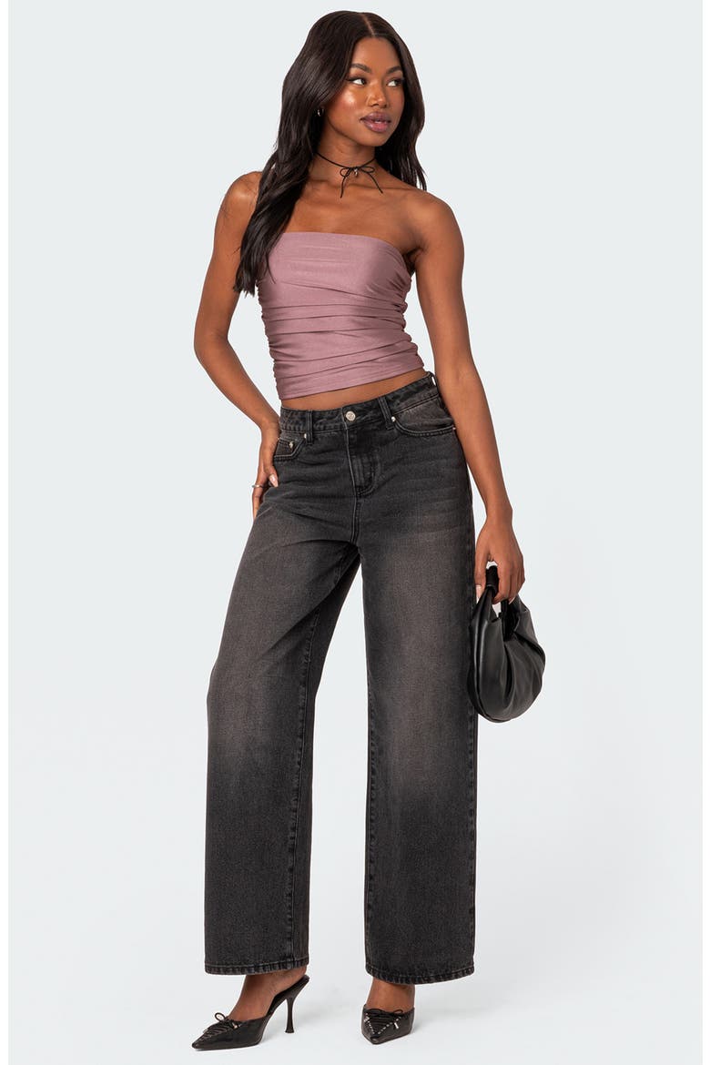 Maxeen Shiny Ruched Tube Top, Alternate, color, MAUVE