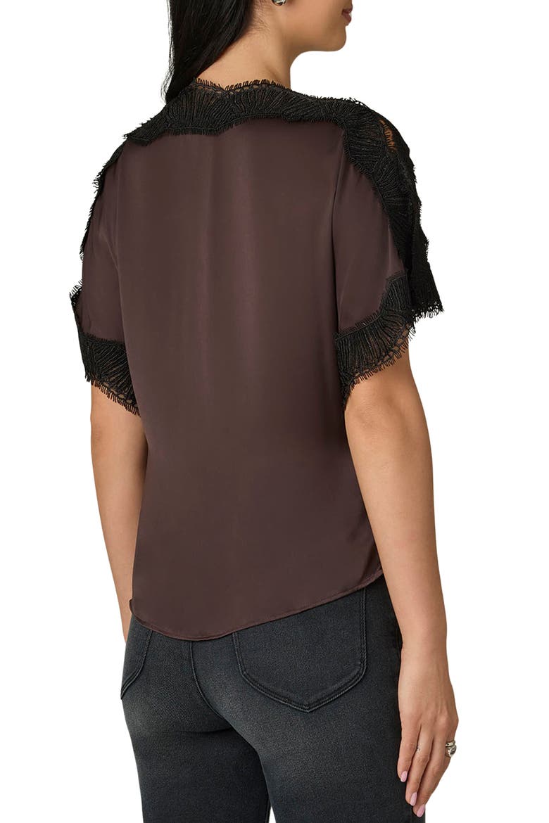Boat Neck Lace Detail Top, Alternate, color, BROWN