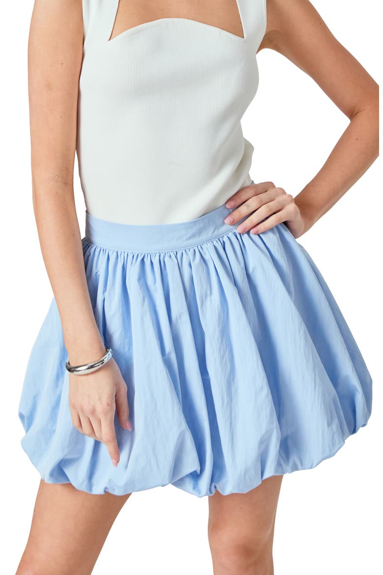 High Waist Bubble Miniskirt, Alternate, color, BLUE