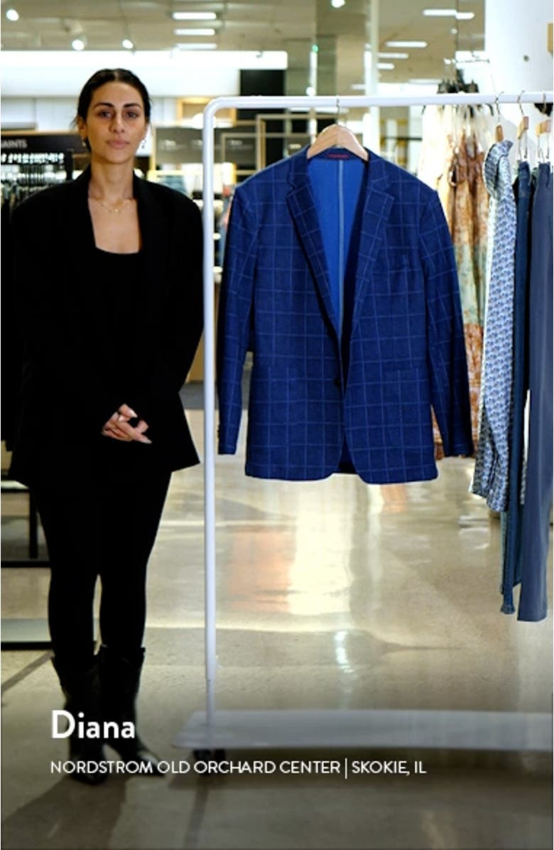 XC Flex<sup>®</sup> Blue Windowpane Check Knit Sport Coat, sales video thumbnail