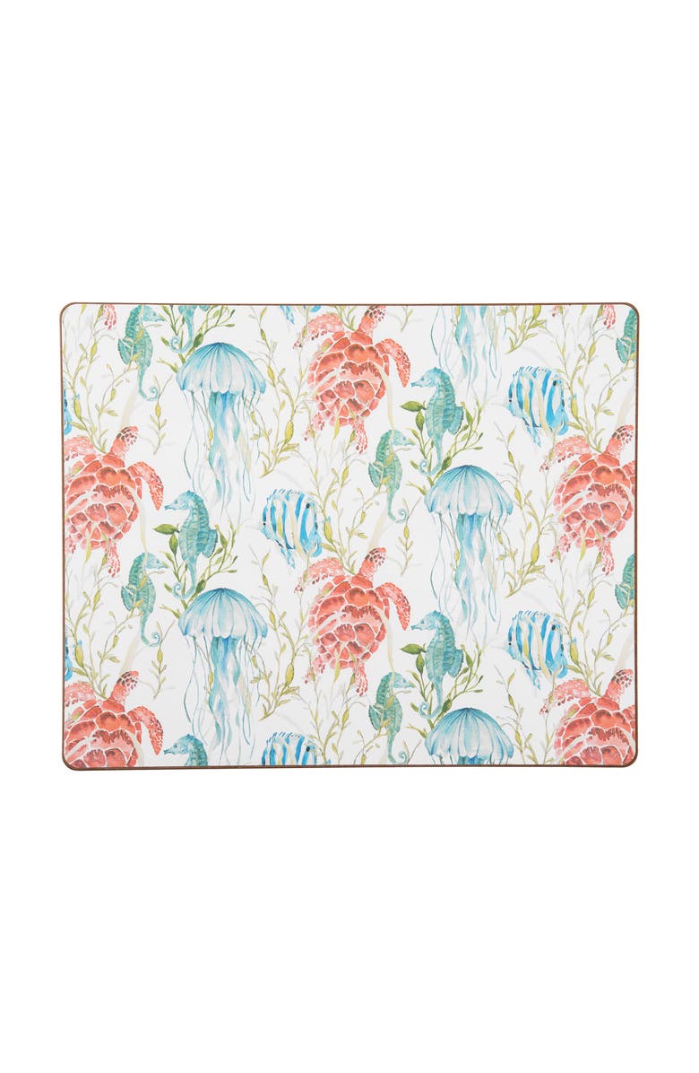 C&F Home Paradise Sound Placemats, Set of 6 Coastal Ocean Beach Nautical, 13" x 16", Main, color, Blue