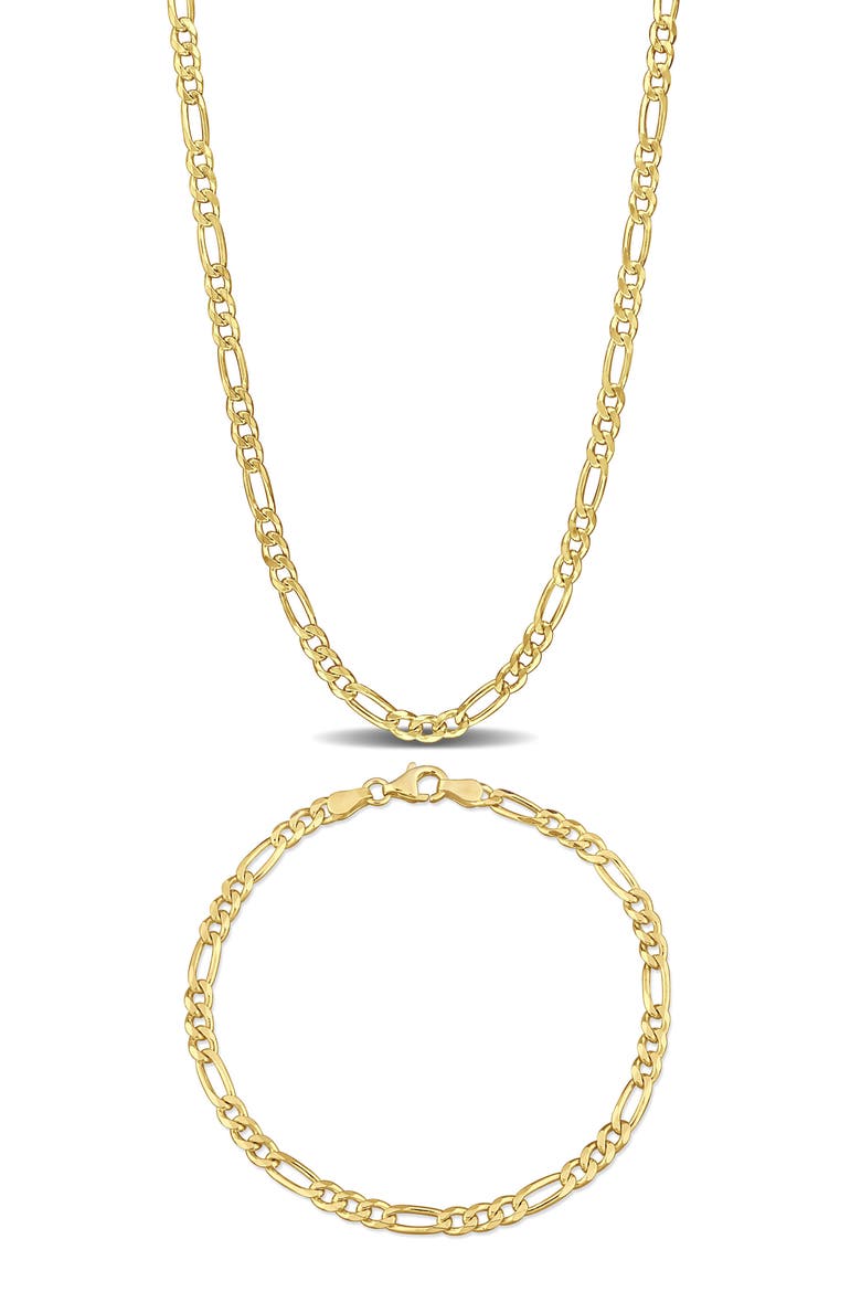 Figaro Chain Bracelet & Necklace Set, Main, color, GOLD