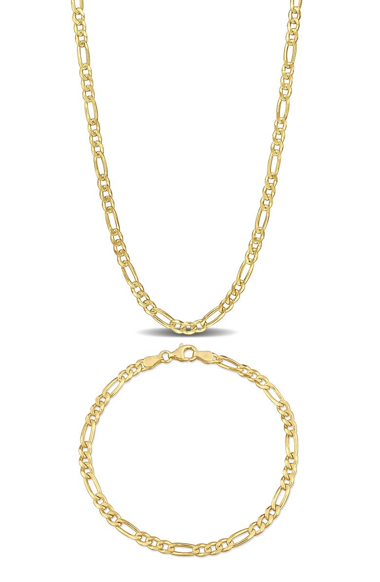 DELMAR Figaro Chain Bracelet & Necklace Set, Main, color, Gold