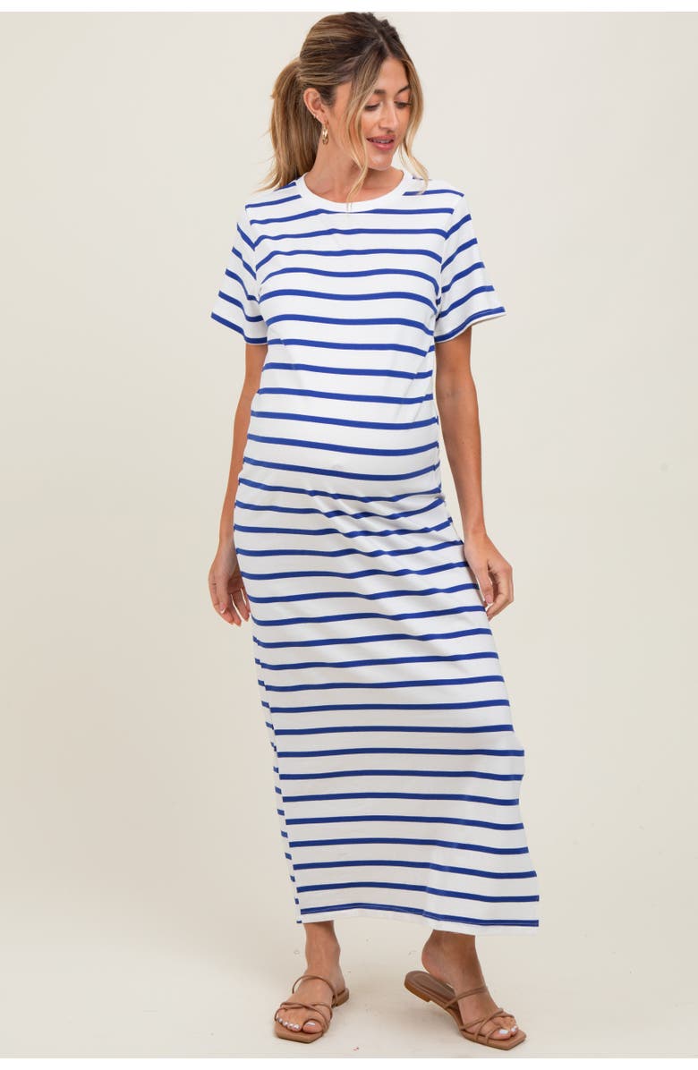 PinkBlush Striped Side Slit Maxi Dress, Main, color, Royal Blue