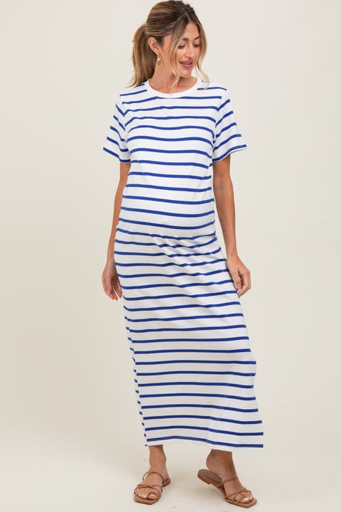 Striped Side Slit Maxi Dress