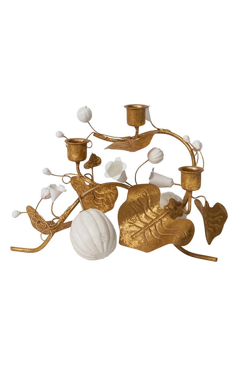 Juliska Forest Walk Pumpkin Vine Triple Candleholder, Main, color, Gold