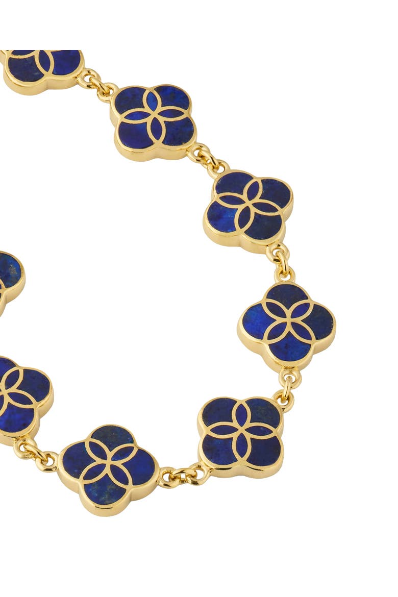 Sterling With 18K Gold Overlay And Gemstones All Over Petal Bracelet, Alternate, color, Blue