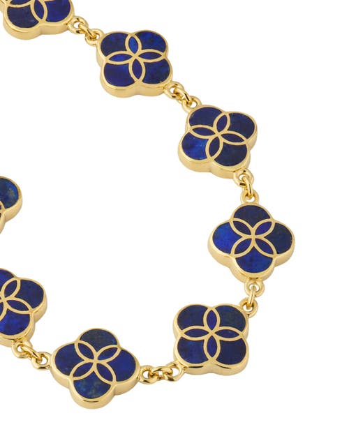Jan Leslie Sterling With 18k Gold Overlay And Gemstones All Over Petal Bracelet In Blue