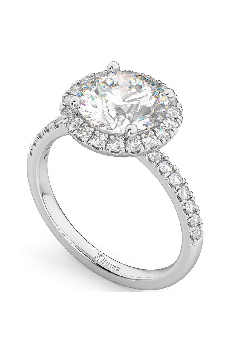 Halo Moissanite & Diamond Engagement Ring 14K, Alternate, color, 2.10ct/White Gold