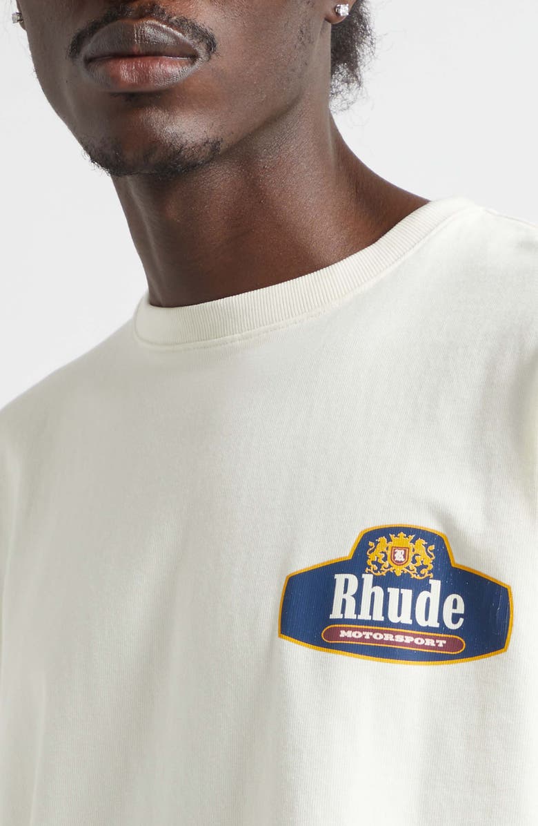 Rhude Racing Crest Graphic T-Shirt, Alternate, color, Vintage White/ Navy