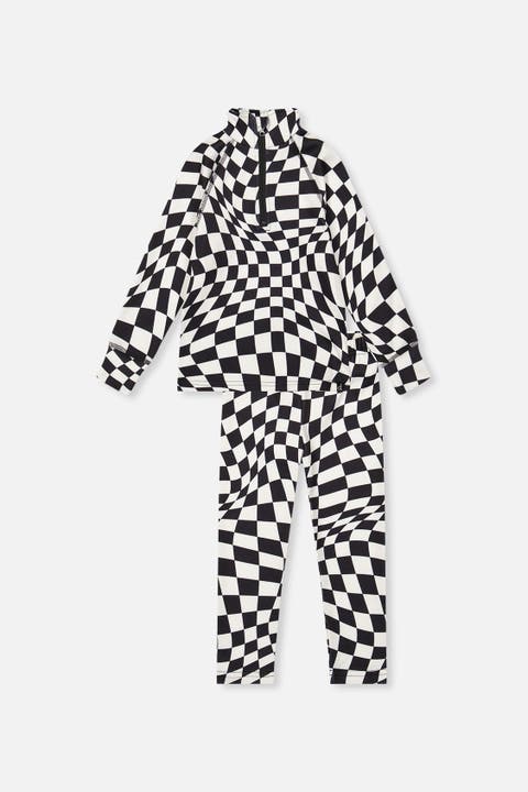 Two Piece Checkered Brushed Top & Pants Thermal Underwear