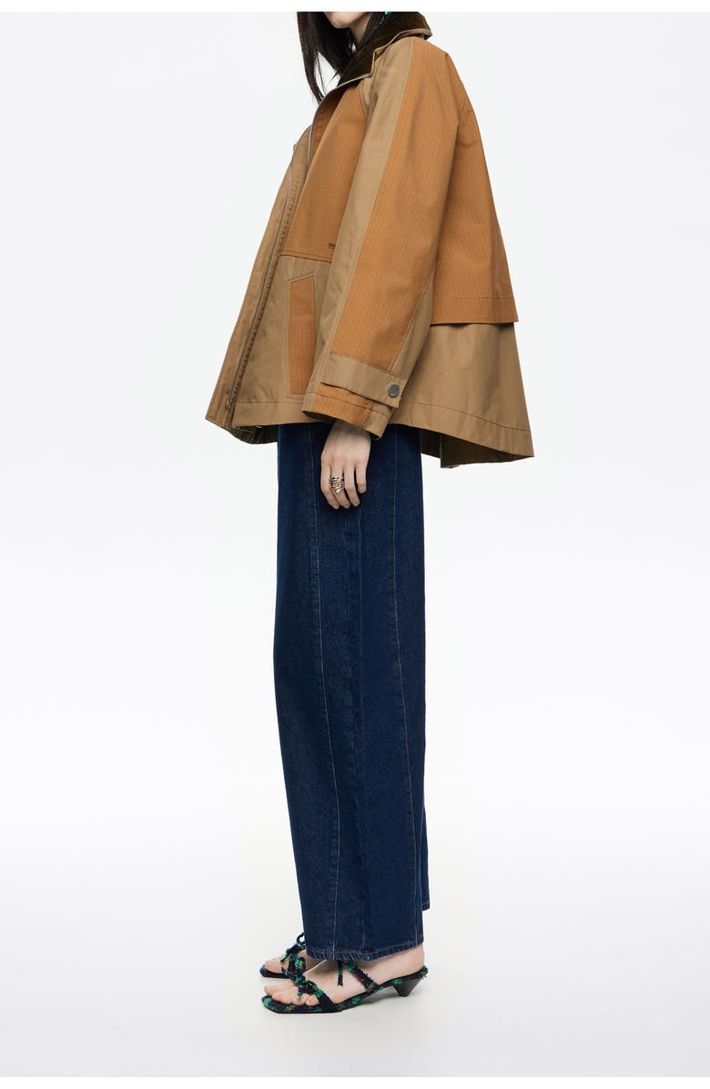 Bimba y Lola Two-Tone A-Line Trench, Alternate, color, Khaki