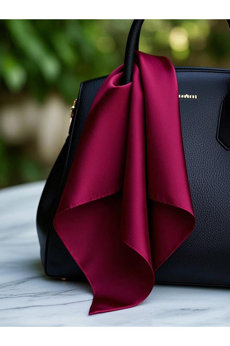 Mulberry Silk Square Scarf, Alternate, color, Wine