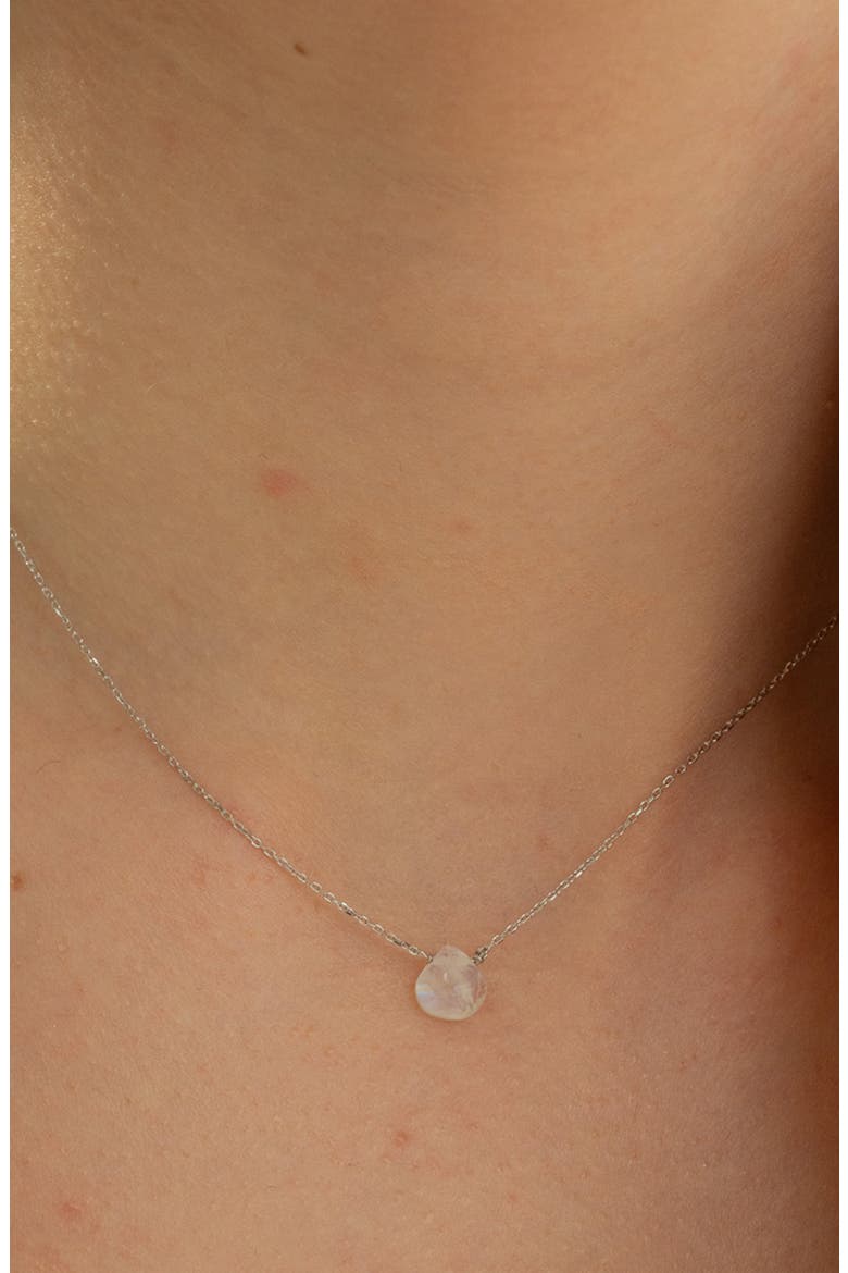 Gemma Dainty Gemstone Necklace Trendy Minimalist, Alternate, color, White Moonstone