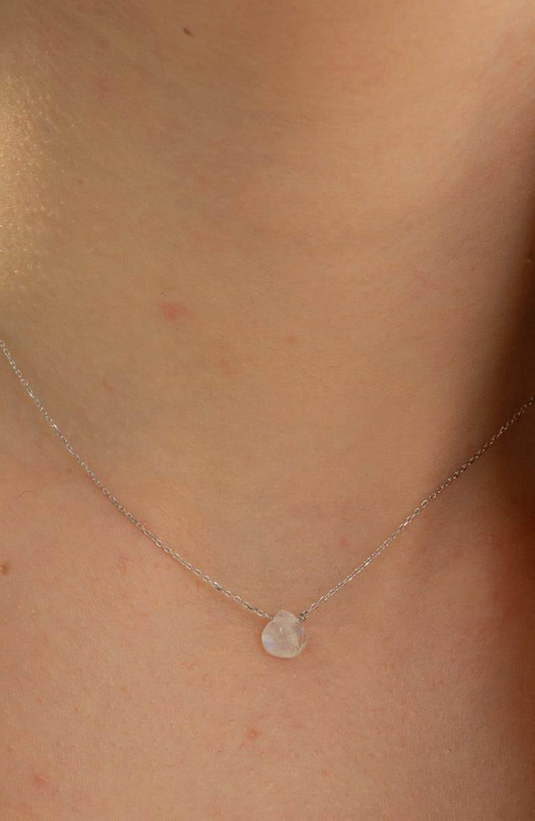 Bearfruit Jewelry Gemma Dainty Gemstone Necklace Trendy Minimalist, Alternate, color, White Moonstone