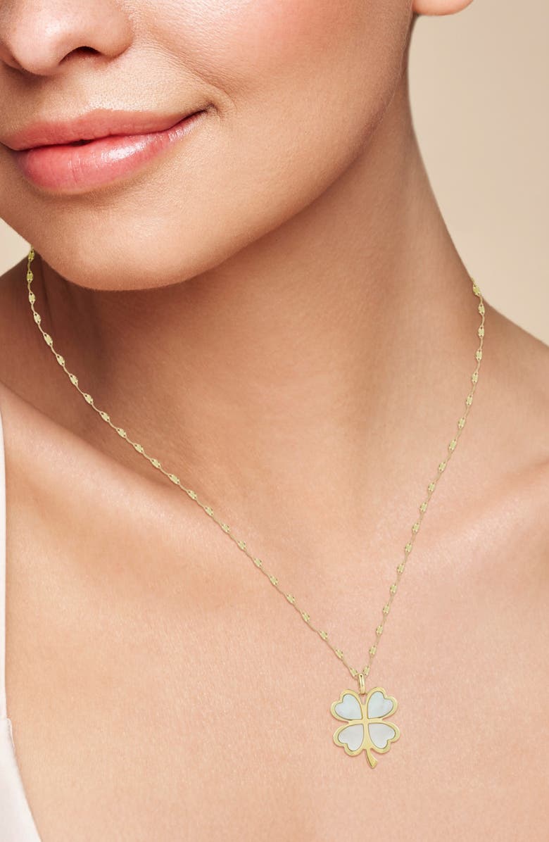 Ember Fine Jewelry 14K Gold Mother-of-Pearl Clover Necklace, Alternate, color, Gold