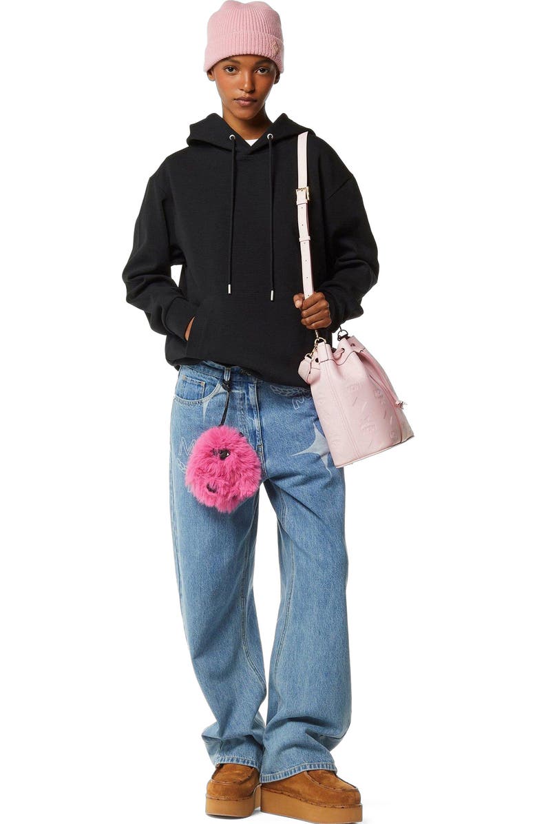 MCM Medium Dessau Drawstring Bag in Maxi Monogram Leather, Alternate, color, Lotus Pink