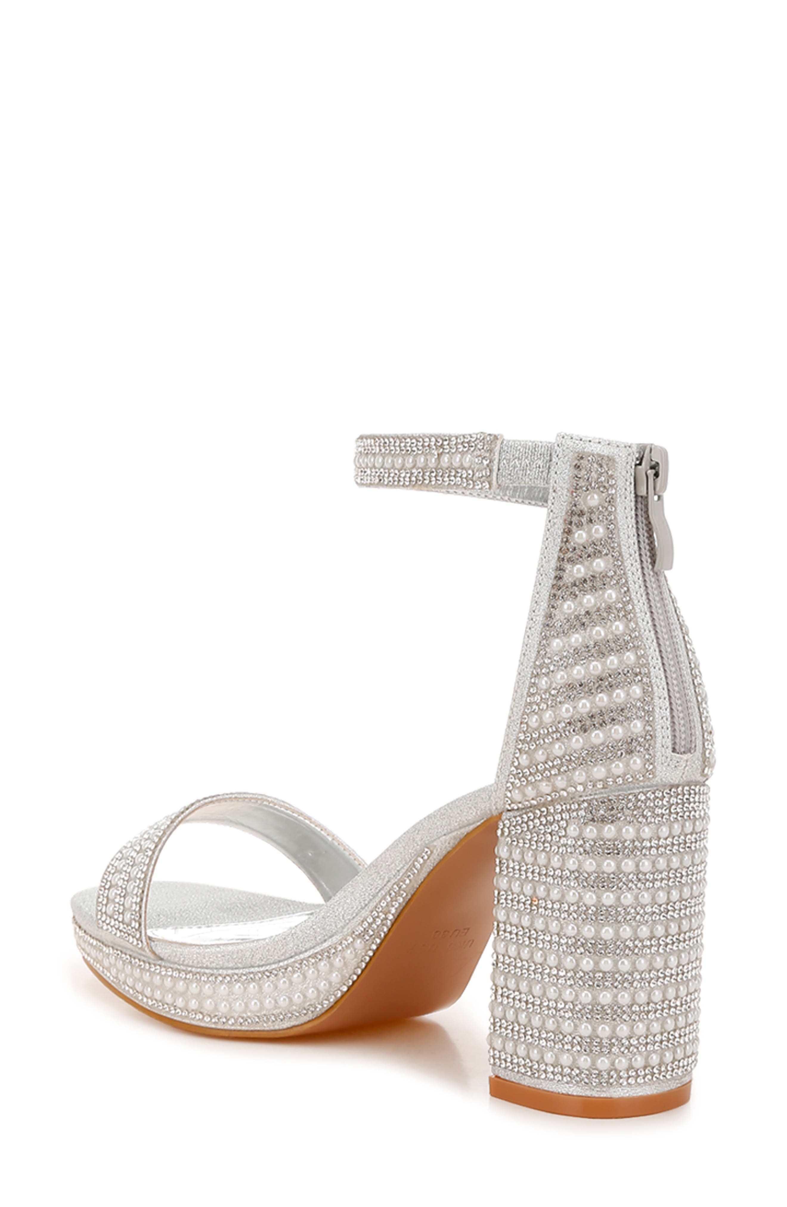 LONDON RAG Mejuri Faux Pearl Embellished Platform Sandal, Alternate, color, 