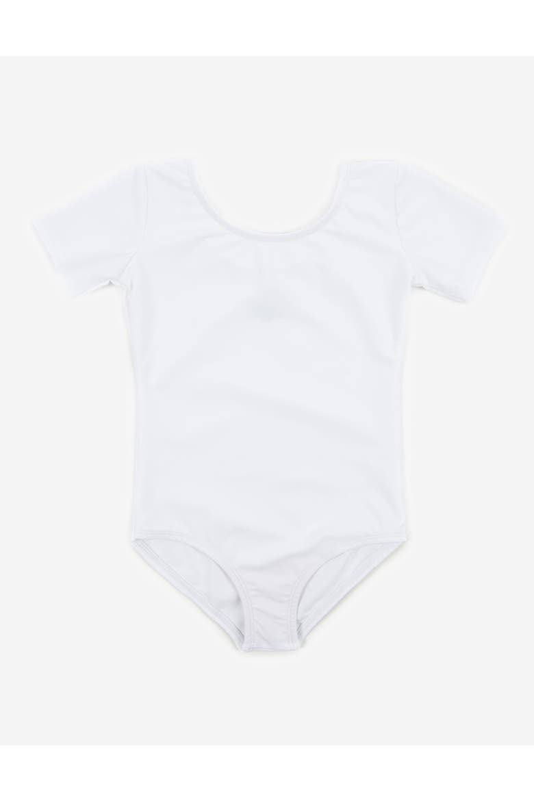 Girls Short Sleeve Leotard, Main, color, WHITE